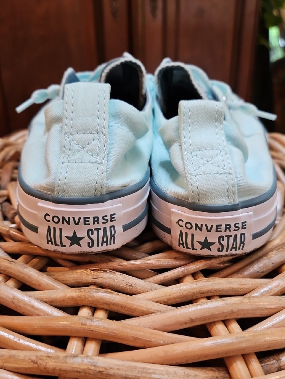 Converse Shoreline Classic Low Top Elastic Back Sneakers Light Mint Color Sz 8 - Picture 6 of 16
